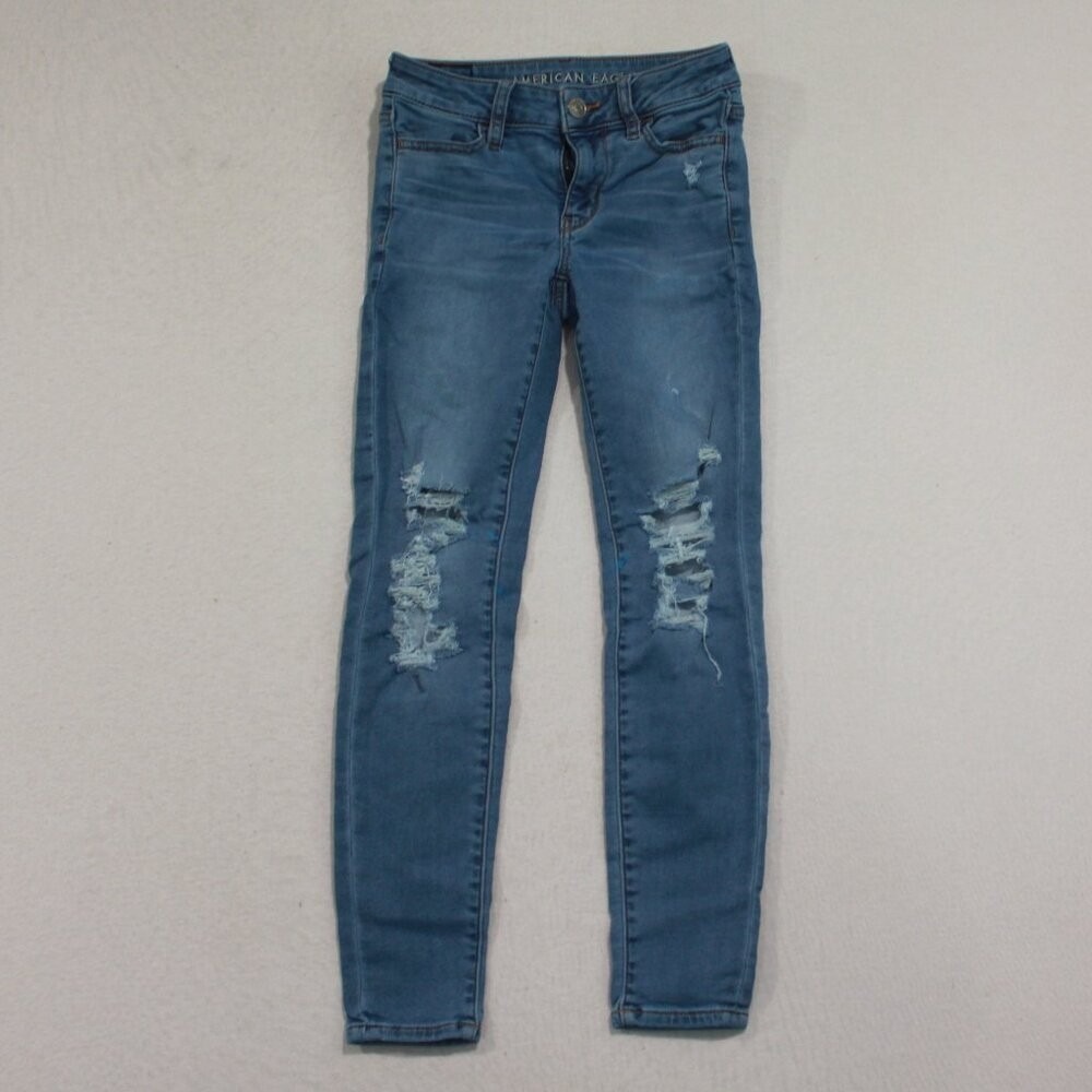 American Eagle Outfitter Women Blue Jeans Next Level Stretch Jeggings Size 00